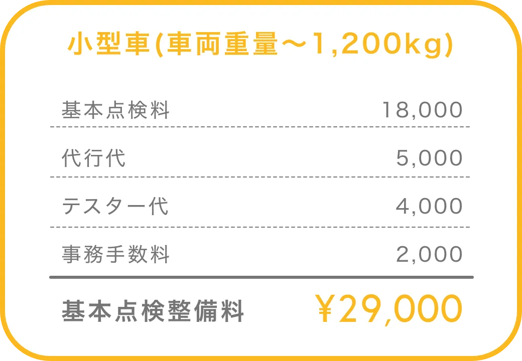 小型車車検料金